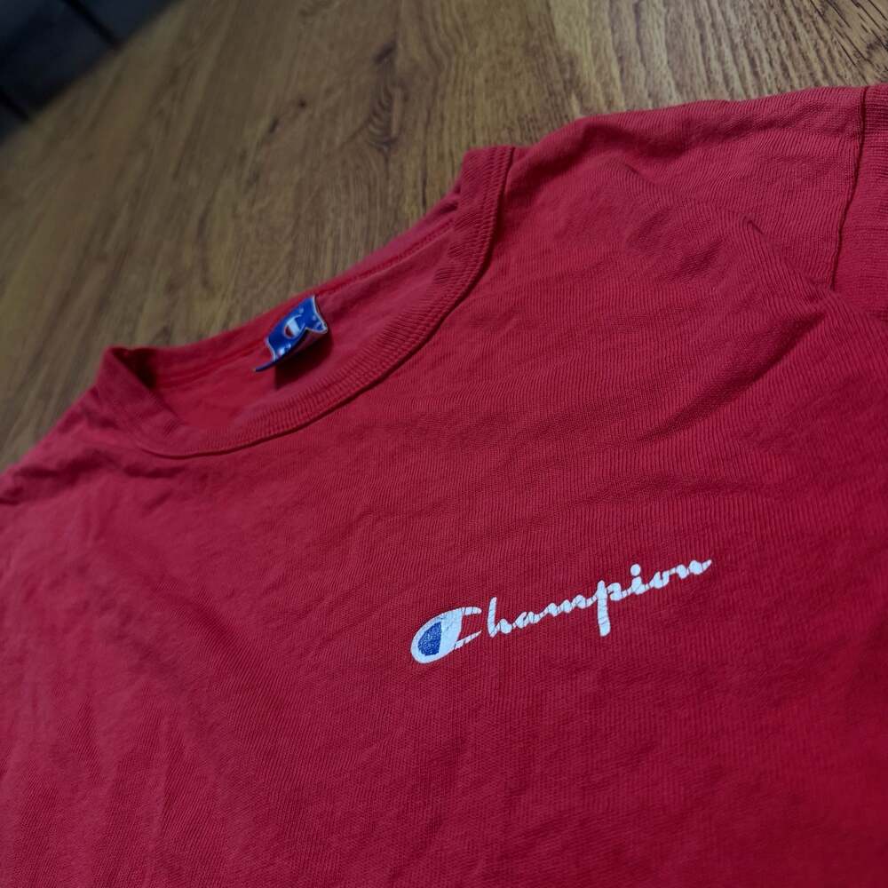 Vintage 1990s Champion Script Logo Red Single Stitch T-Shirt - Picture 4 of 9